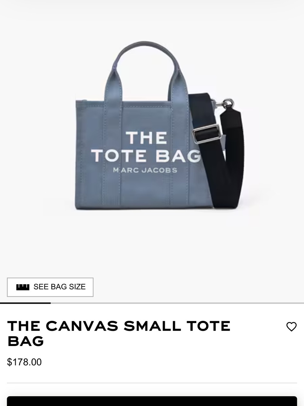 Marc Jacobs Blue Canvas Tote with Black Strap